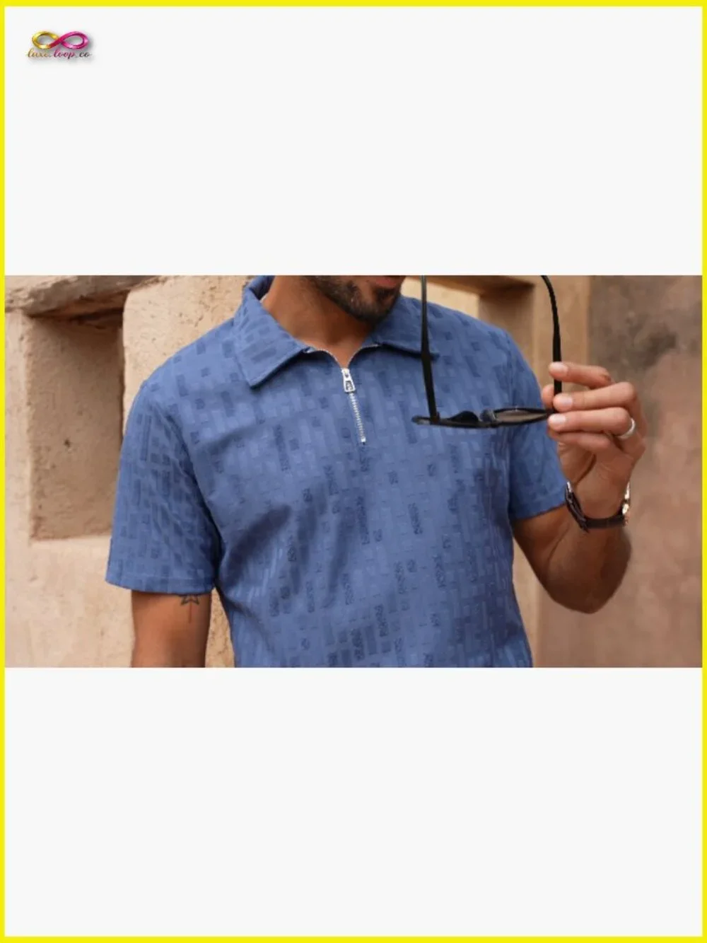 Mens Textured Polo Shirt and Shorts Set Casual 2 Piece Summer Outfits Quarter